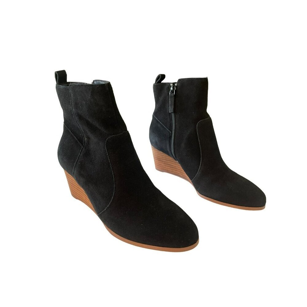 Violet & Red Black Suede Wedge Jay Jay Booties Boots Shoes Size 8 M